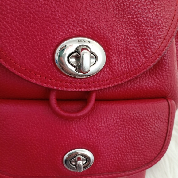 Coach Small Leather Backpack - Red - Picture 13 of 13